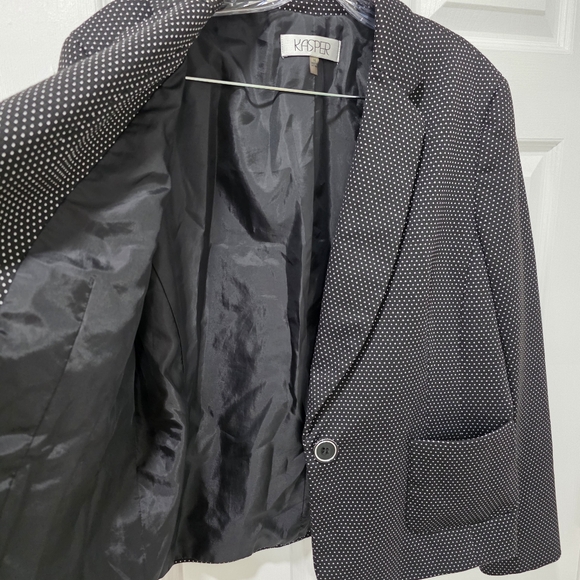 Kasper Black White Polka Dot One-Button Blazer Jacket Womens Size 16 Career Work - Picture 6 of 9